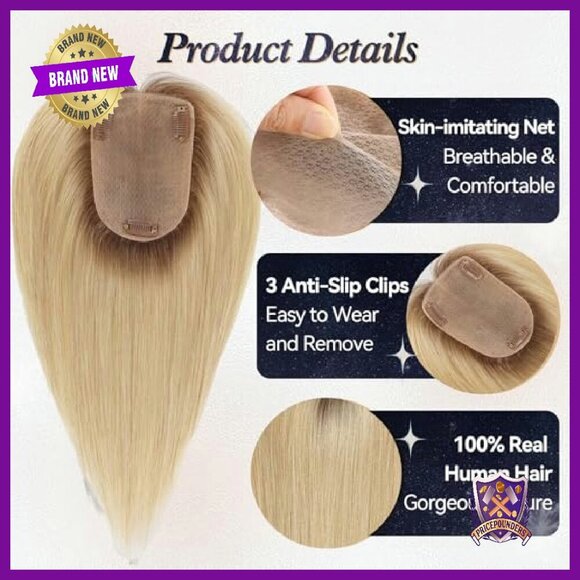Human Hair Topper 12 Inch Silk Base 4x5.5 Inch For Thinning Hair main image 6